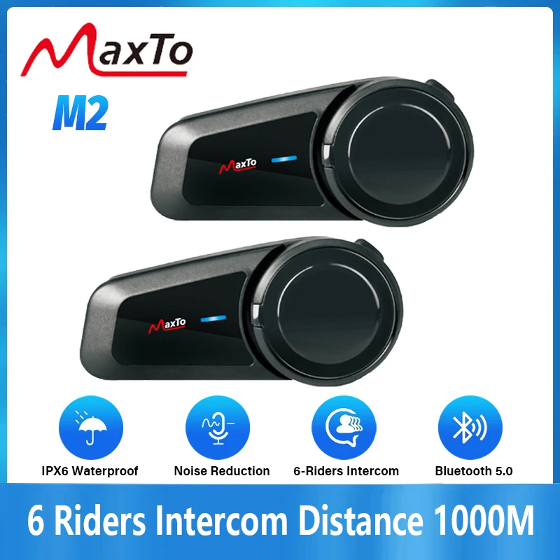 Universal Motorcycle Helmet Intercom Headset - 2PCS Maxto M2 Motorcycle Helmet Bluetooth
