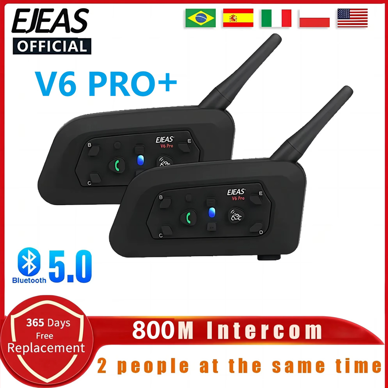 EJEAS V6 PRO+ Motorcycle Helme - Universal Motorcycle Helmet Intercom Headset recension och pris